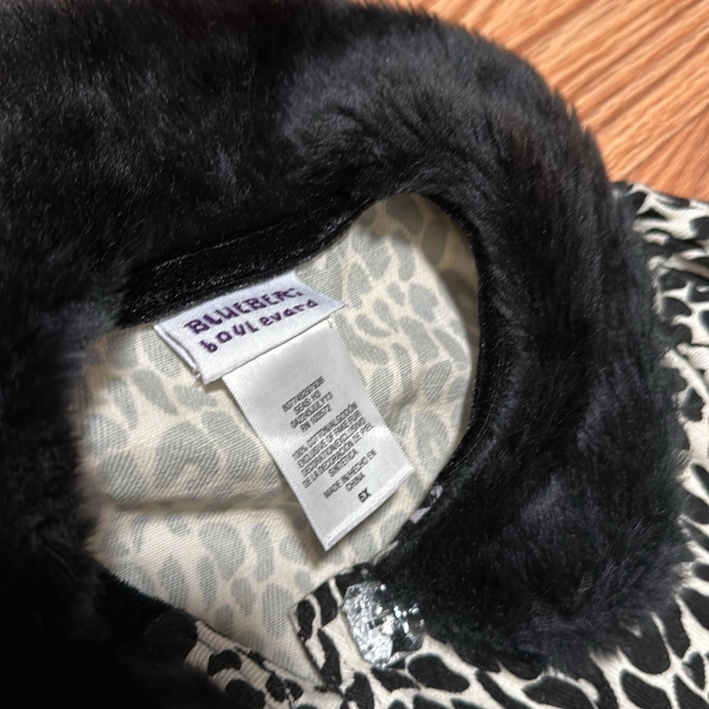 NWT Blueberi Boulevard girls kids black white Leopard Print Coat Halloween 6Y - Picture 3 of 5